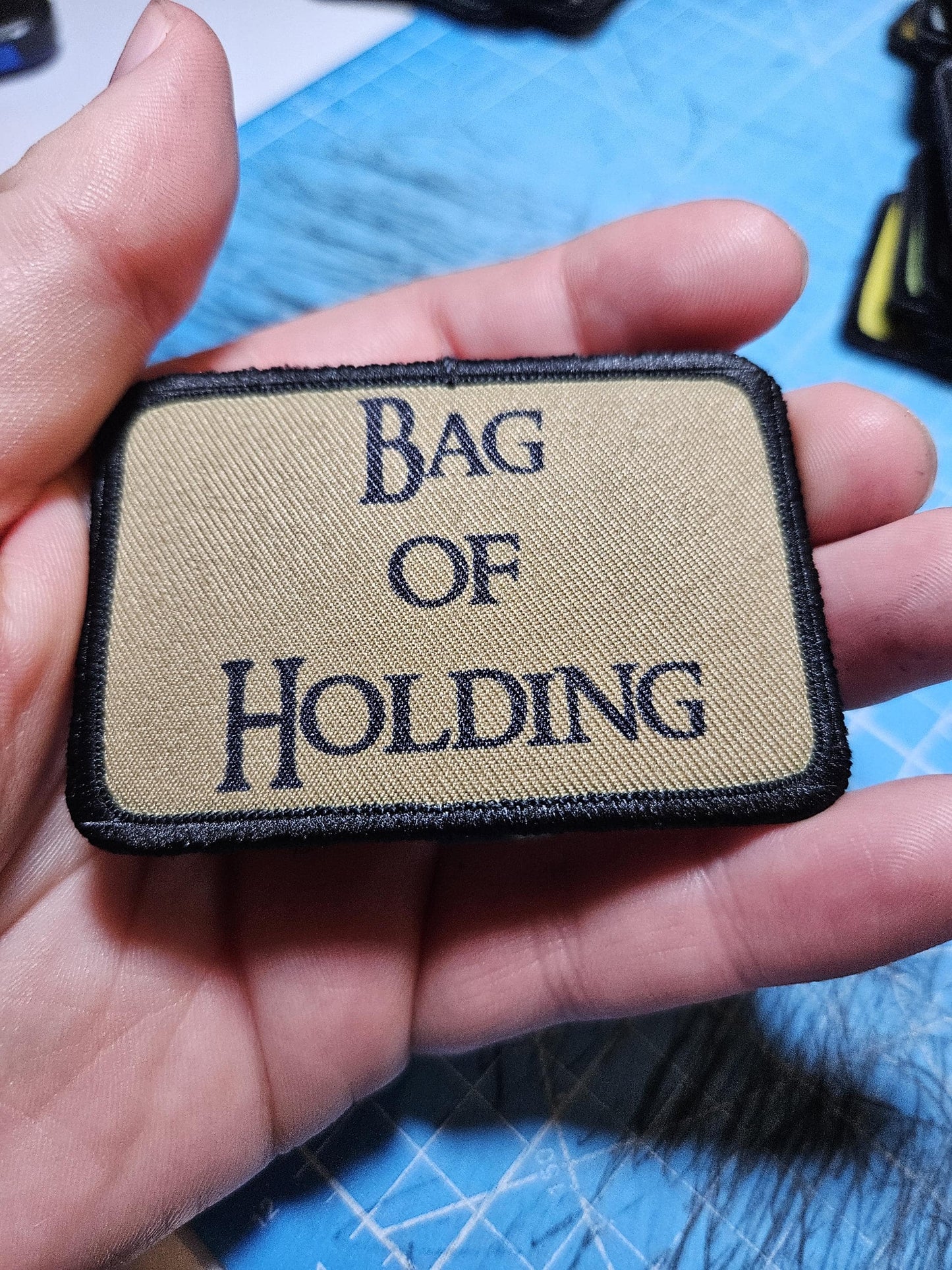 bag of holding dnd dungeons and dragon meme 2"x3" morale patch with hook and loop backing
