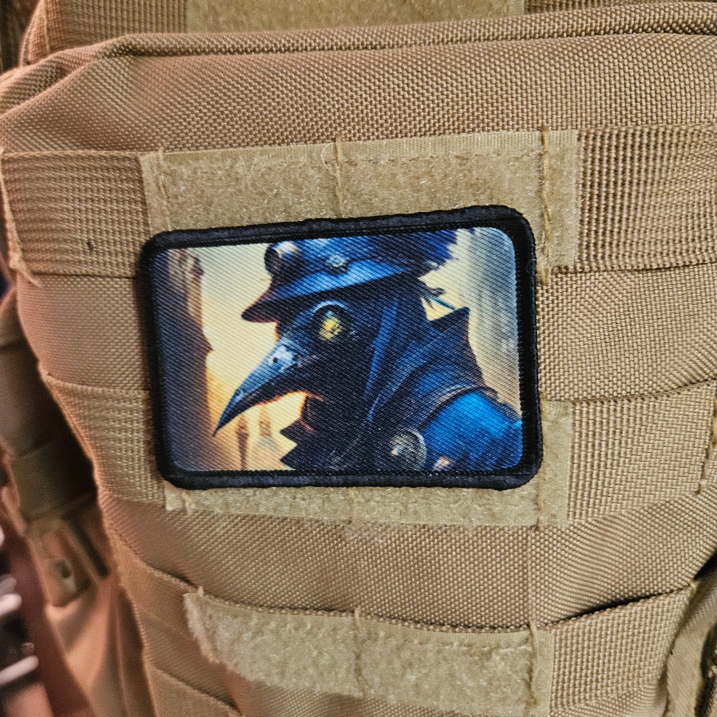 Steampunk plague doctor goth artistic 2"x3" morale patch with hook and loop backing
