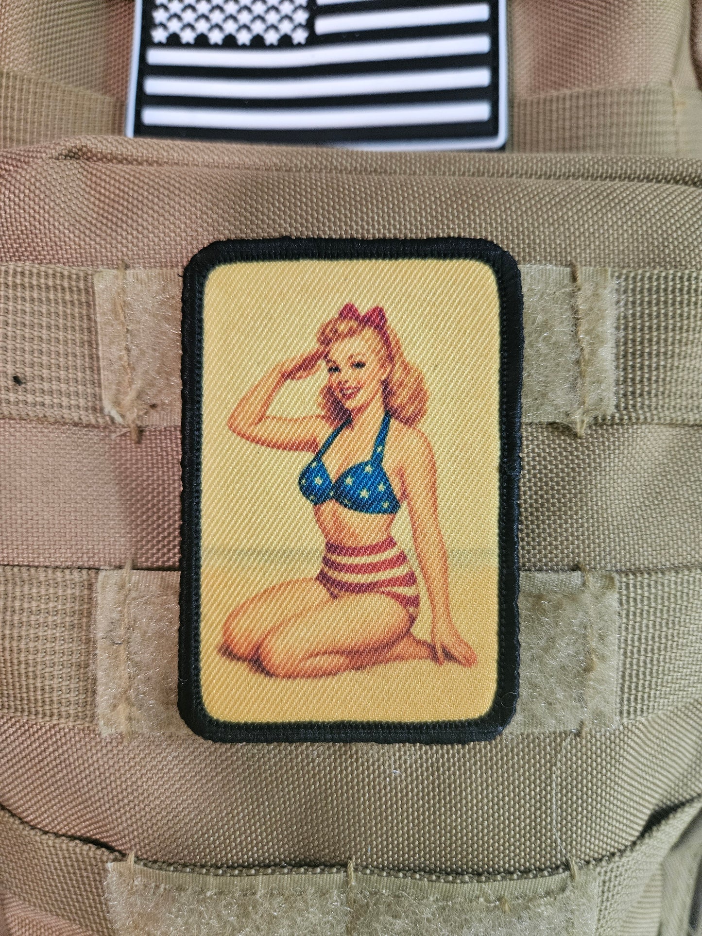 World War 2 wwii blonde pinup girl 2"x3" removable morale patch with hook and loop backing (Copy)