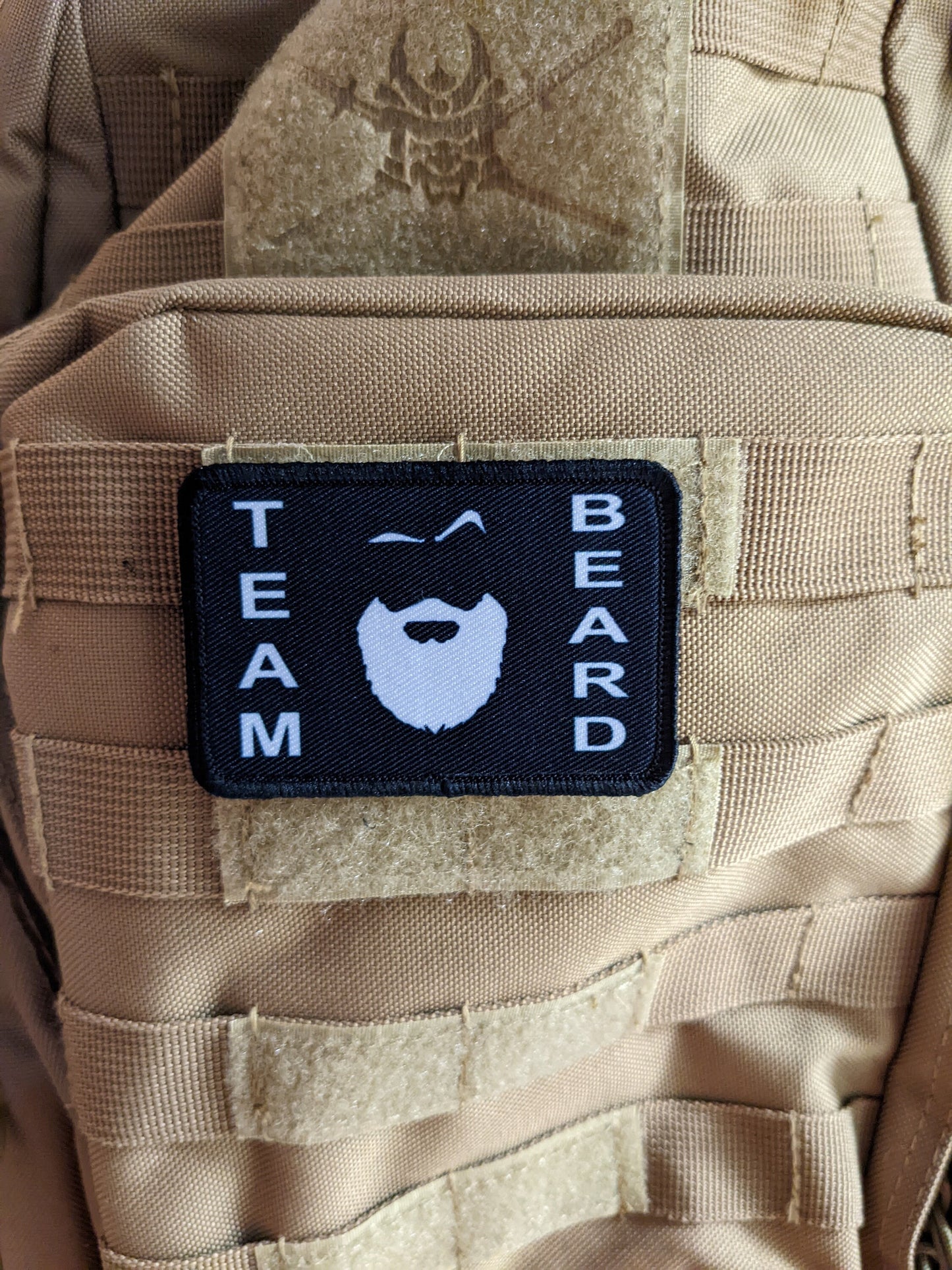 Team beard meme funny 2"x3" removable morale patch with hook and loop backing