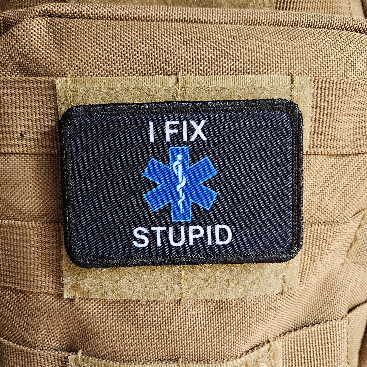 I fix stupid joke for nurses and ER 2"x3" morale patch with hook and loop backing military joke meme