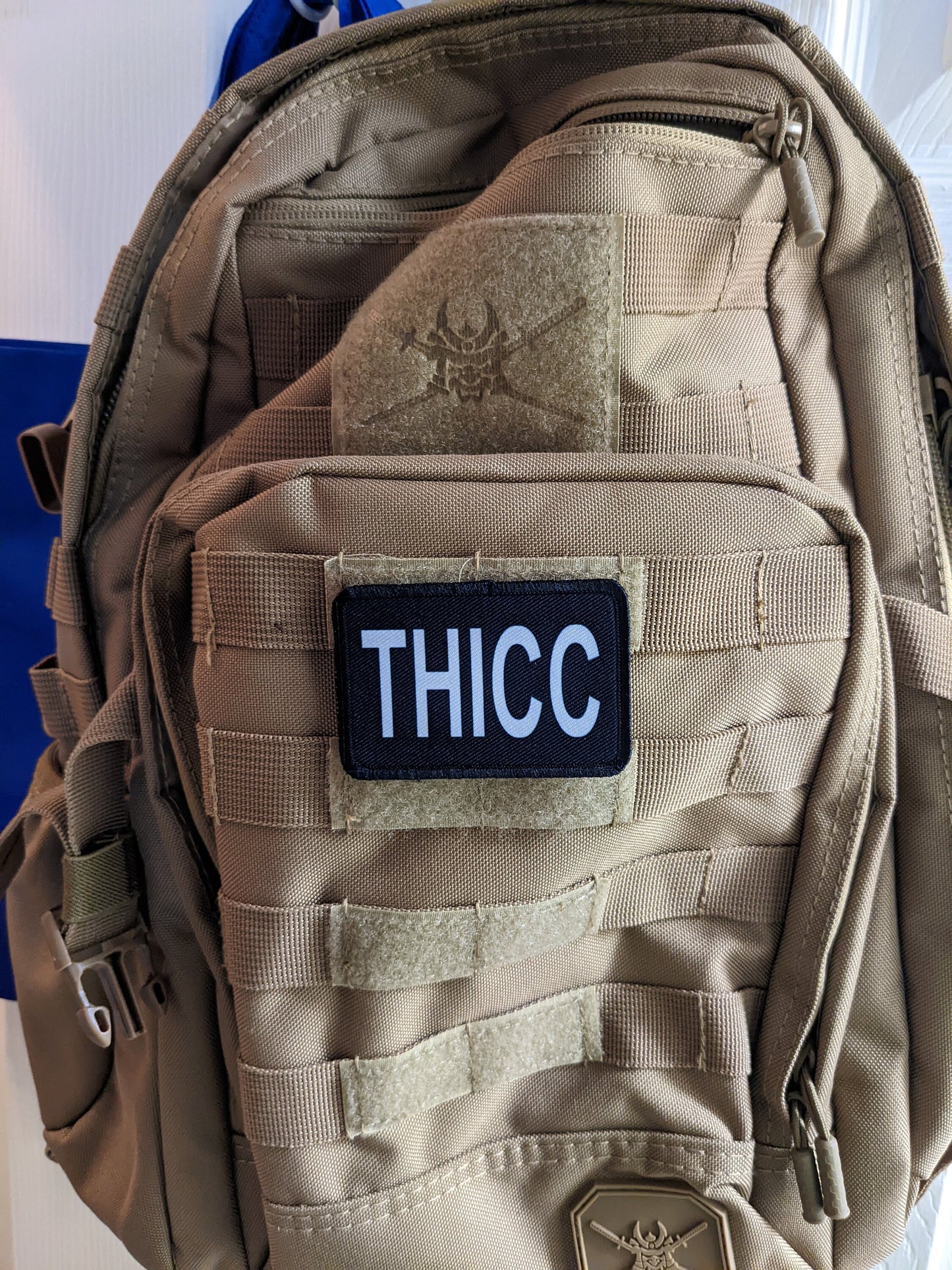Thicc girls sexy meme funny text 2"x3" morale patch with hook and loop backing