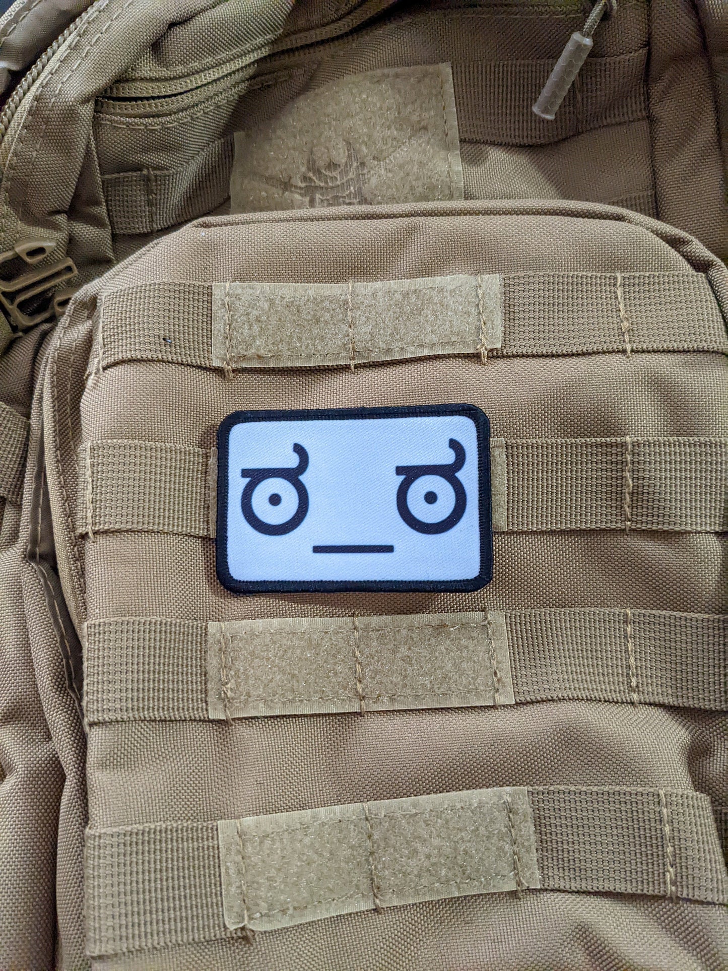 Lenny face of disapproval face meme 2"x3" morale patch with hook and loop backing