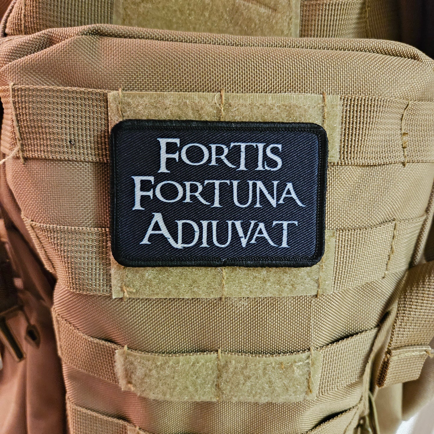 Fortis Fortuna Adiuvat fortune favors the bold 2"x3" morale patch with hook and loop backing