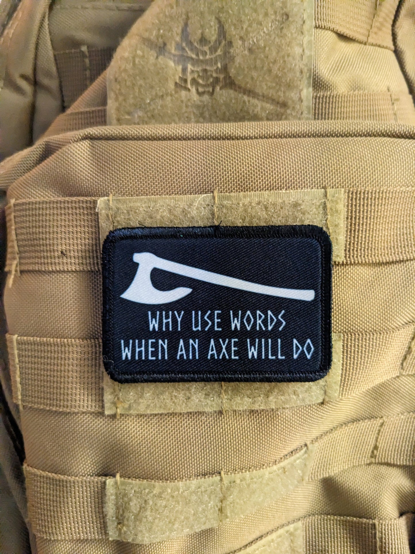 Why use words when an axe will do Viking Norse 2"x3" morale patch with hook and loop backing