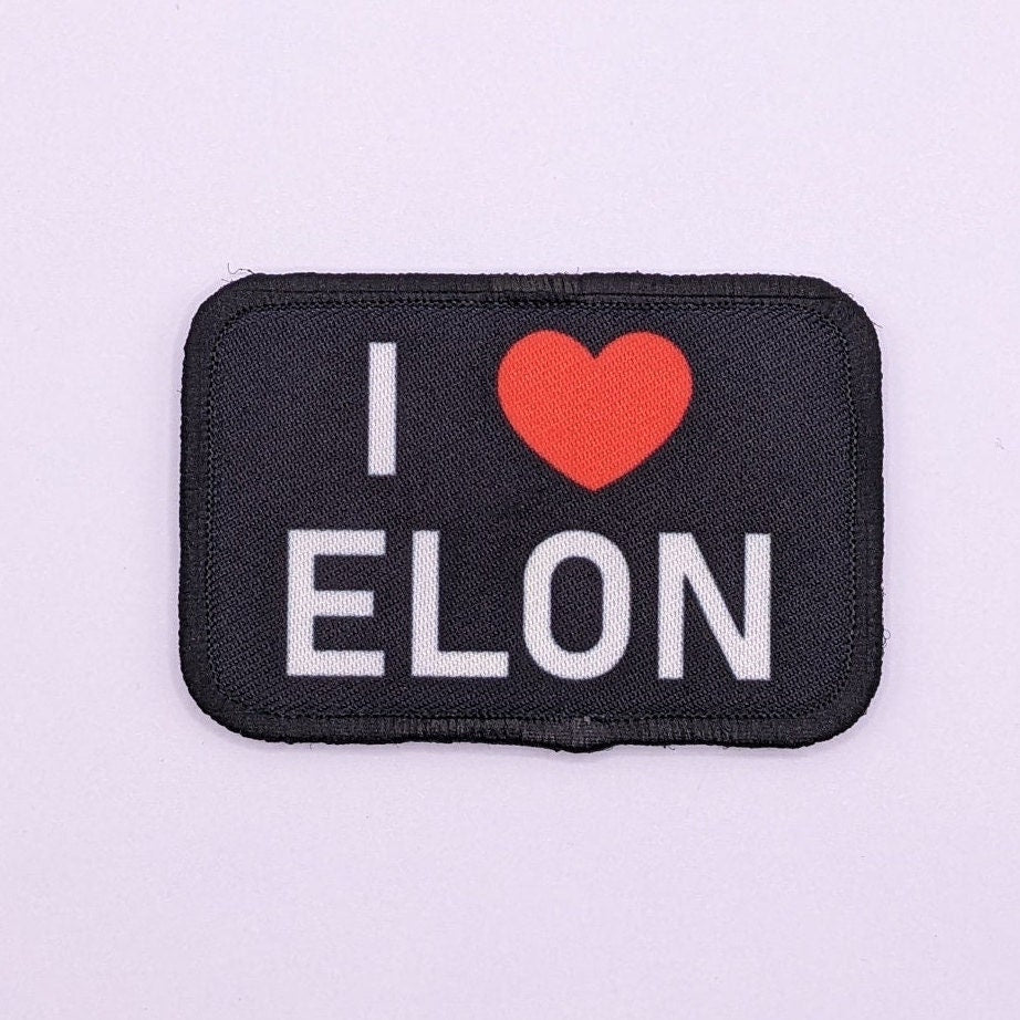 i LOVE ELON musk meme 2"x3" morale patch with hook and loop backing