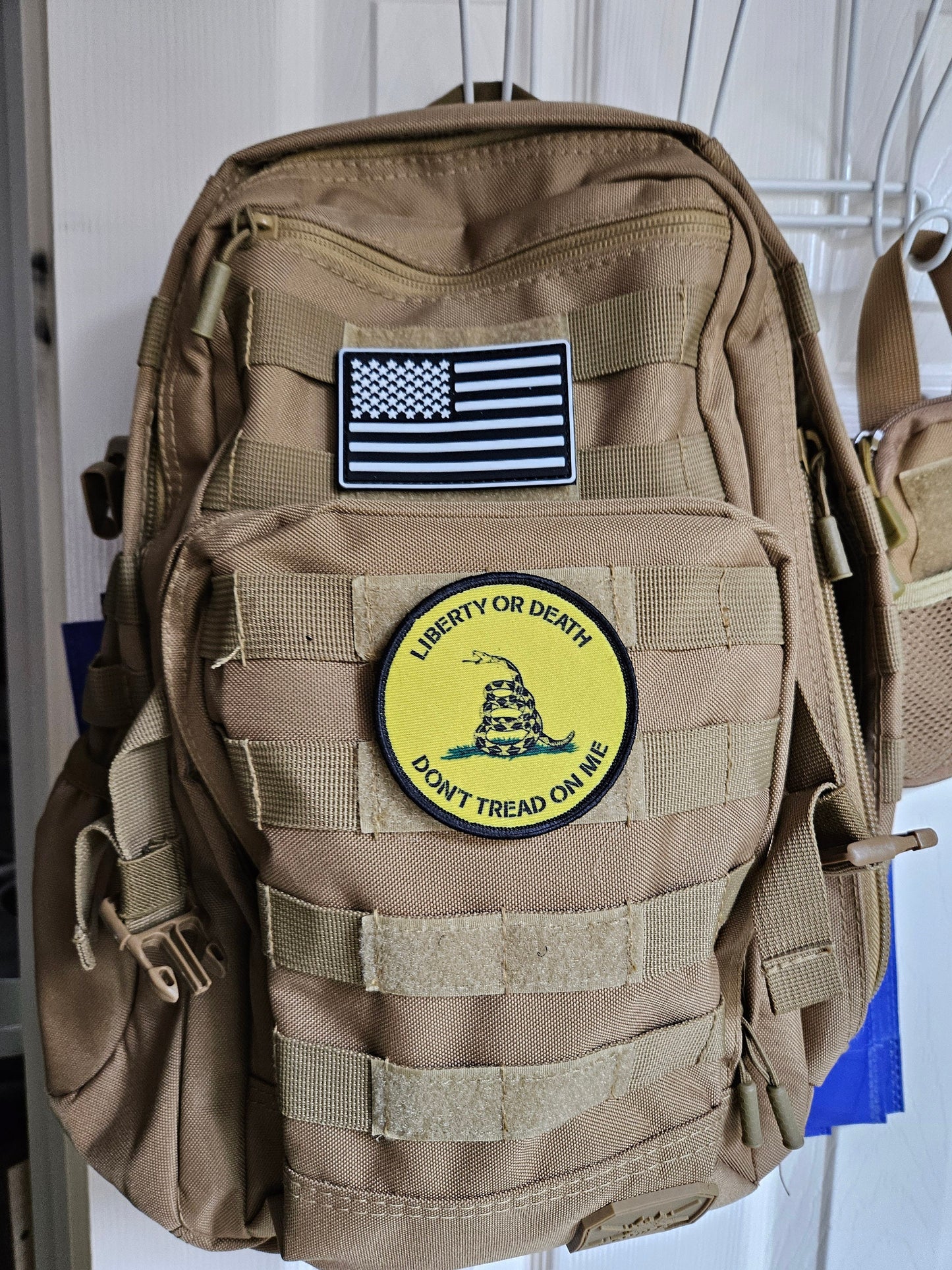 Don't tread on me Gadsden flag yellow 3" circle removable morale patch with hook and loop backing