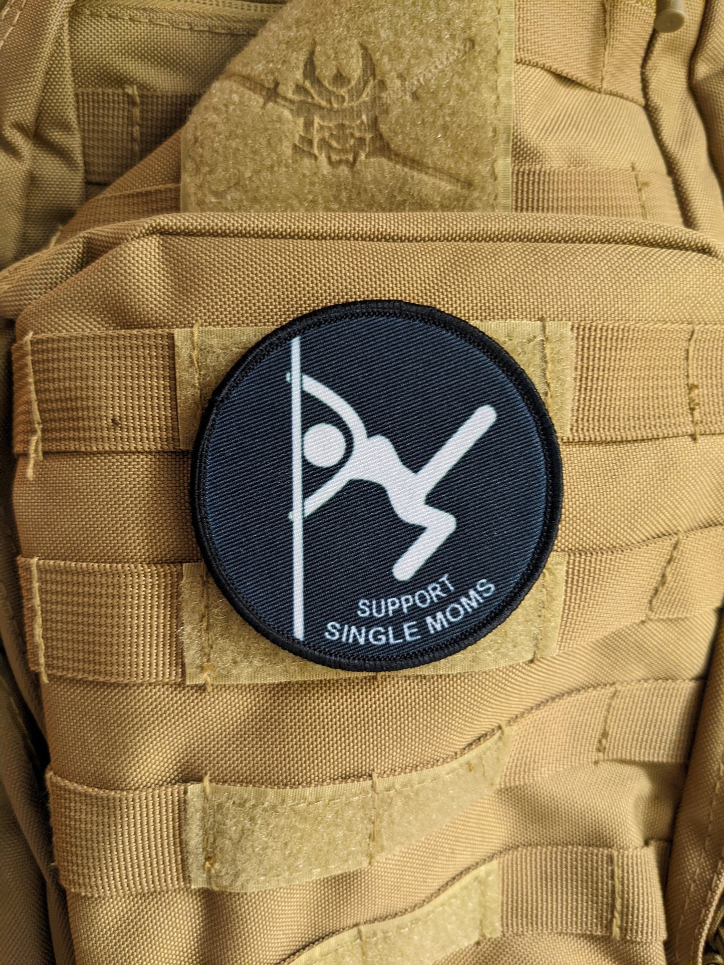 Support single moms stripper meme funny 3" circle morale patch with hook and loop backing
