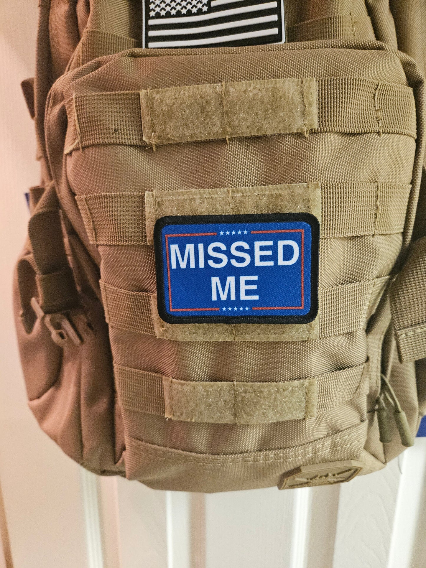 missed me meme 2"x3" morale patch with hook and loop backing military joke meme