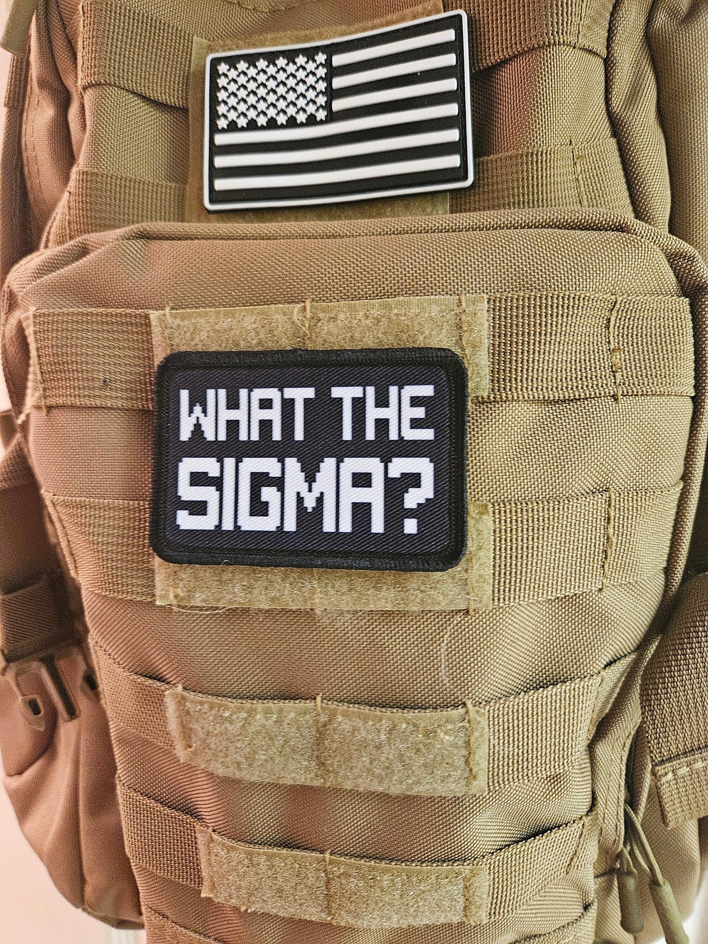 What the sigma meme 2"x3" morale patch with hook and loop backing