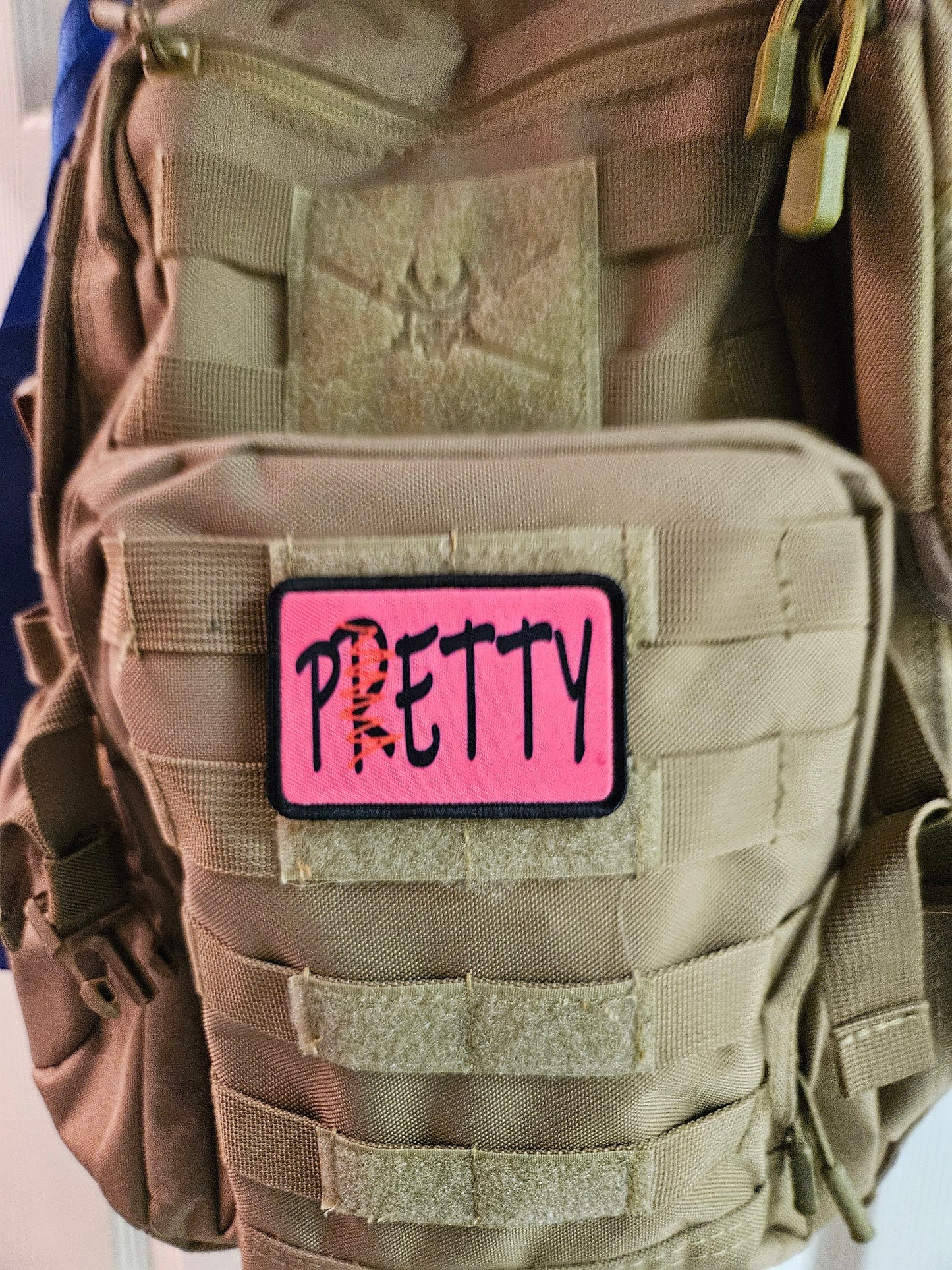 Pretty petty meme 2"x3" removable morale patch with hook and loop backing