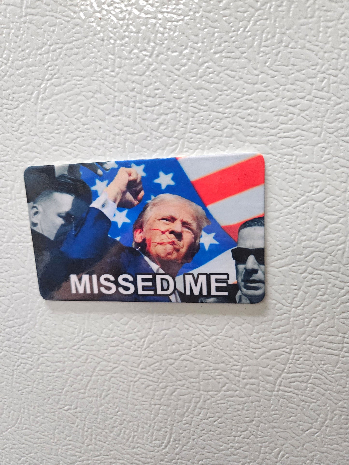 Donald fist raised you missed fridge magnet x3. 2x3.5" dimensions