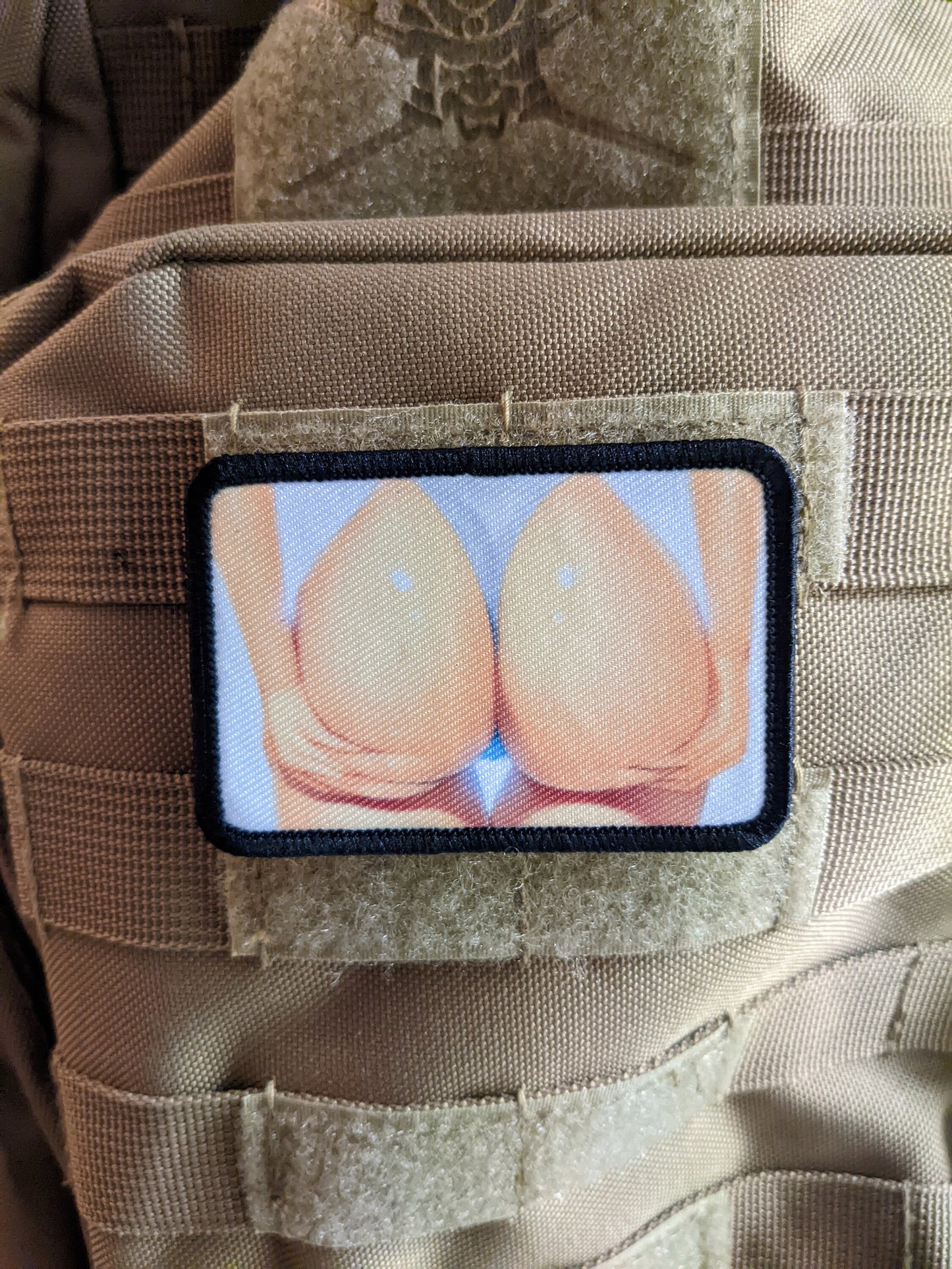 Sexbooty big butt thigh gap thong 2"x3" removable morale patch with hook and loop backing