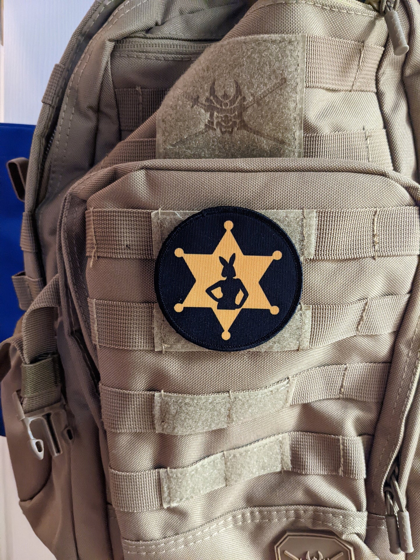 Badge bunny police wife girlfriend type 2 3" circle morale patch with hook and loop backing