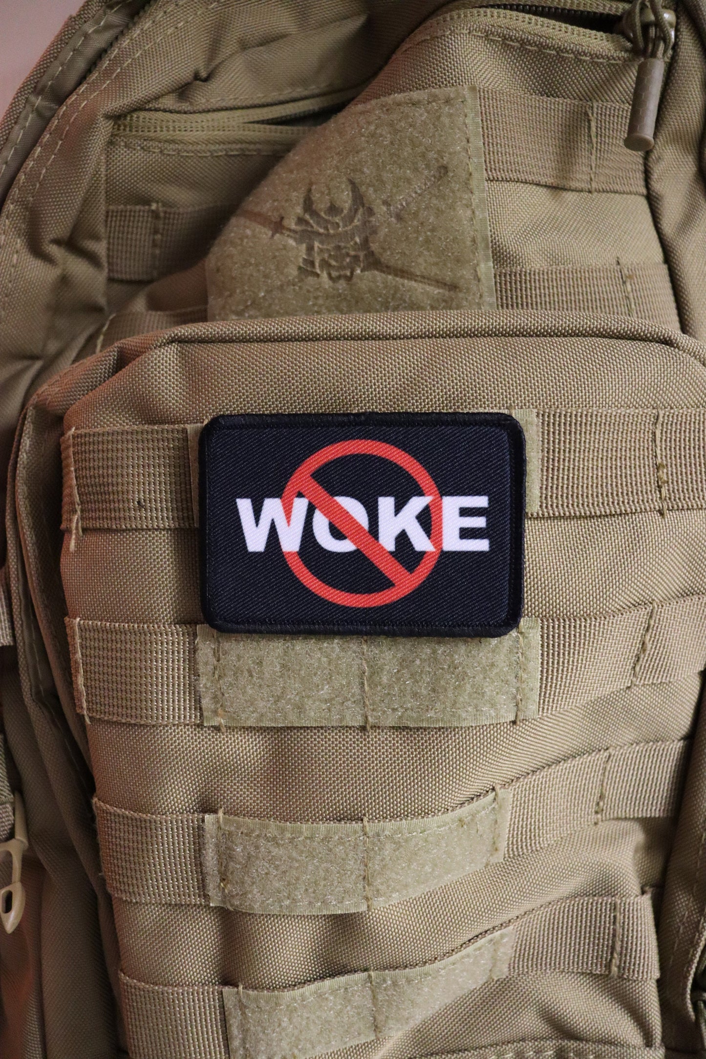 no woking anti woke get woke go broke 2"x3" morale patch with hook and loop backing