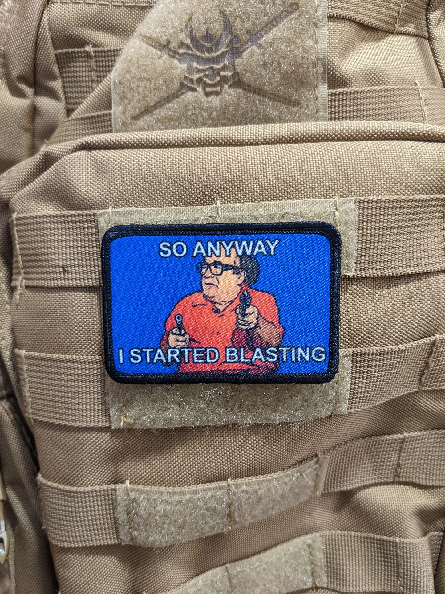 So anyway I started blasting meme funny 2"x3" morale patch with hook and loop backing