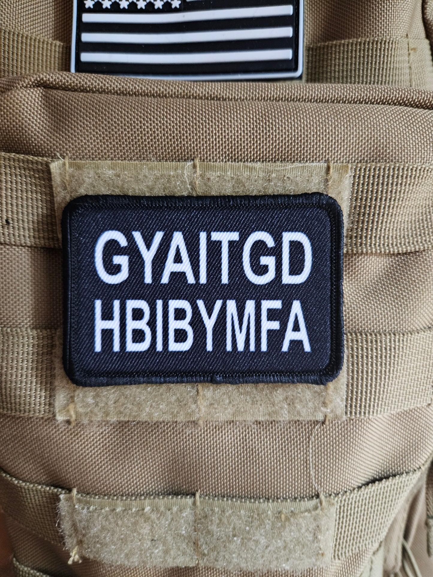 Gen x test GYAITGDHBIBYMFA meme 2"x3" morale patch with hook and loop backing