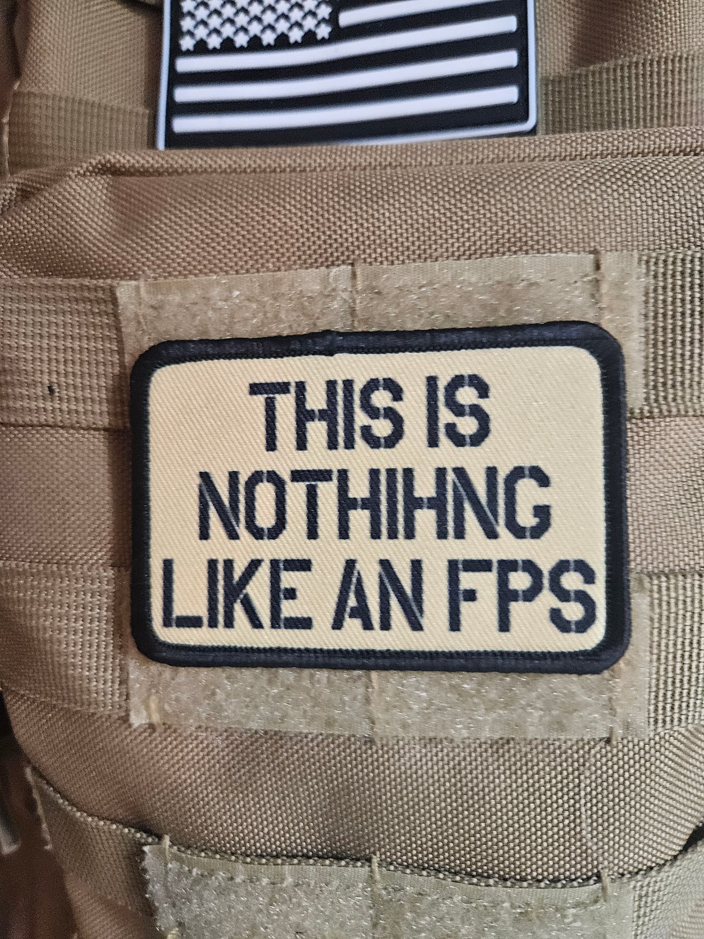 This is nothing like a first person shooter military meme 2"x3" removable morale patch with hook and loop backing