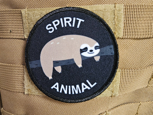 The Sloth is my spirit animal meme 3" circle removable morale patch with hook and loop backing