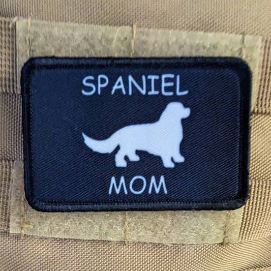 spaniel mom fur baby cute pets meme 2"x3" morale patch with hook and loop backing