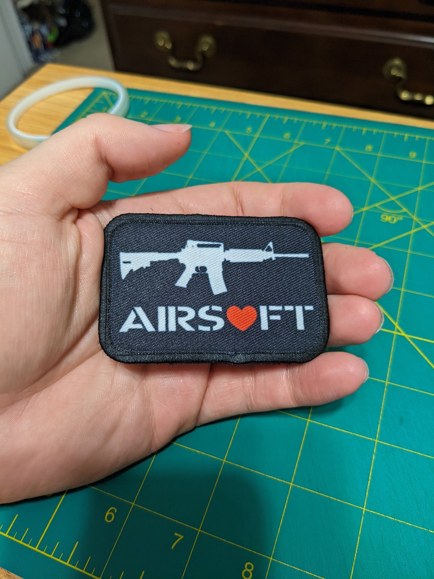 Airsoft love airsoft funny removable patch 2"x3" morale patch with hook and loop backing