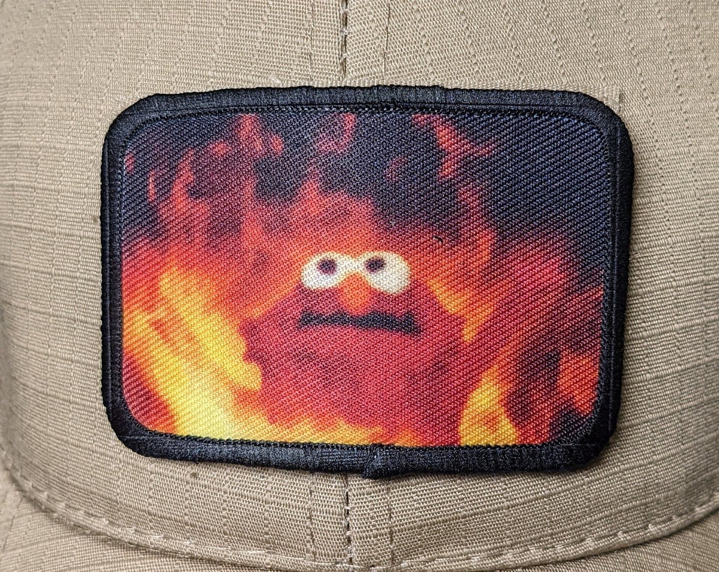 hellmo fire meme 2"x3" morale patch with hook and loop backing