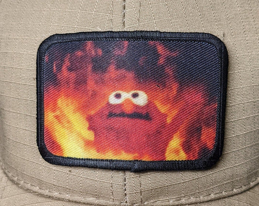 hellmo fire meme 2"x3" morale patch with hook and loop backing