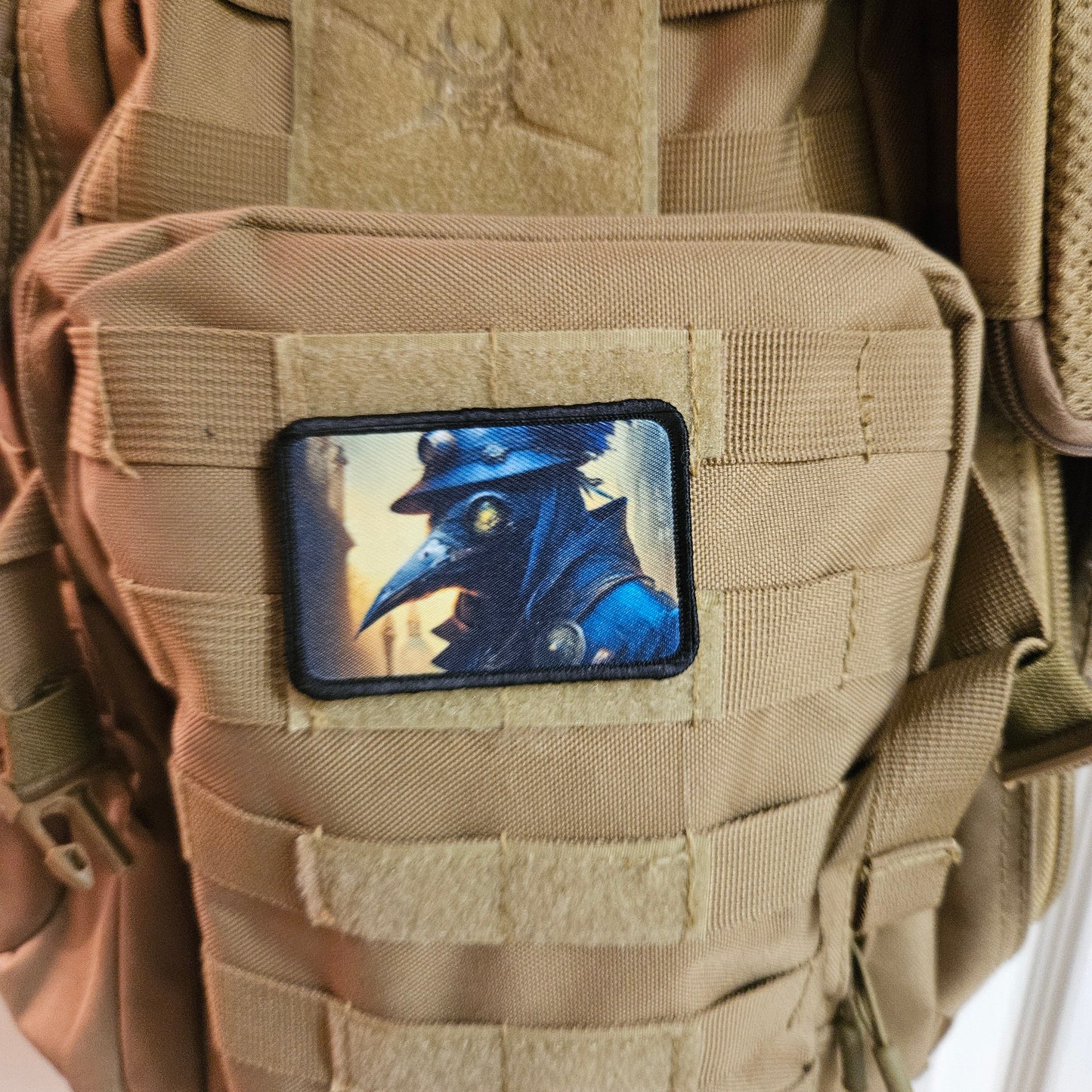 Steampunk plague doctor goth artistic  2"x3" morale patch with hook and loop backing