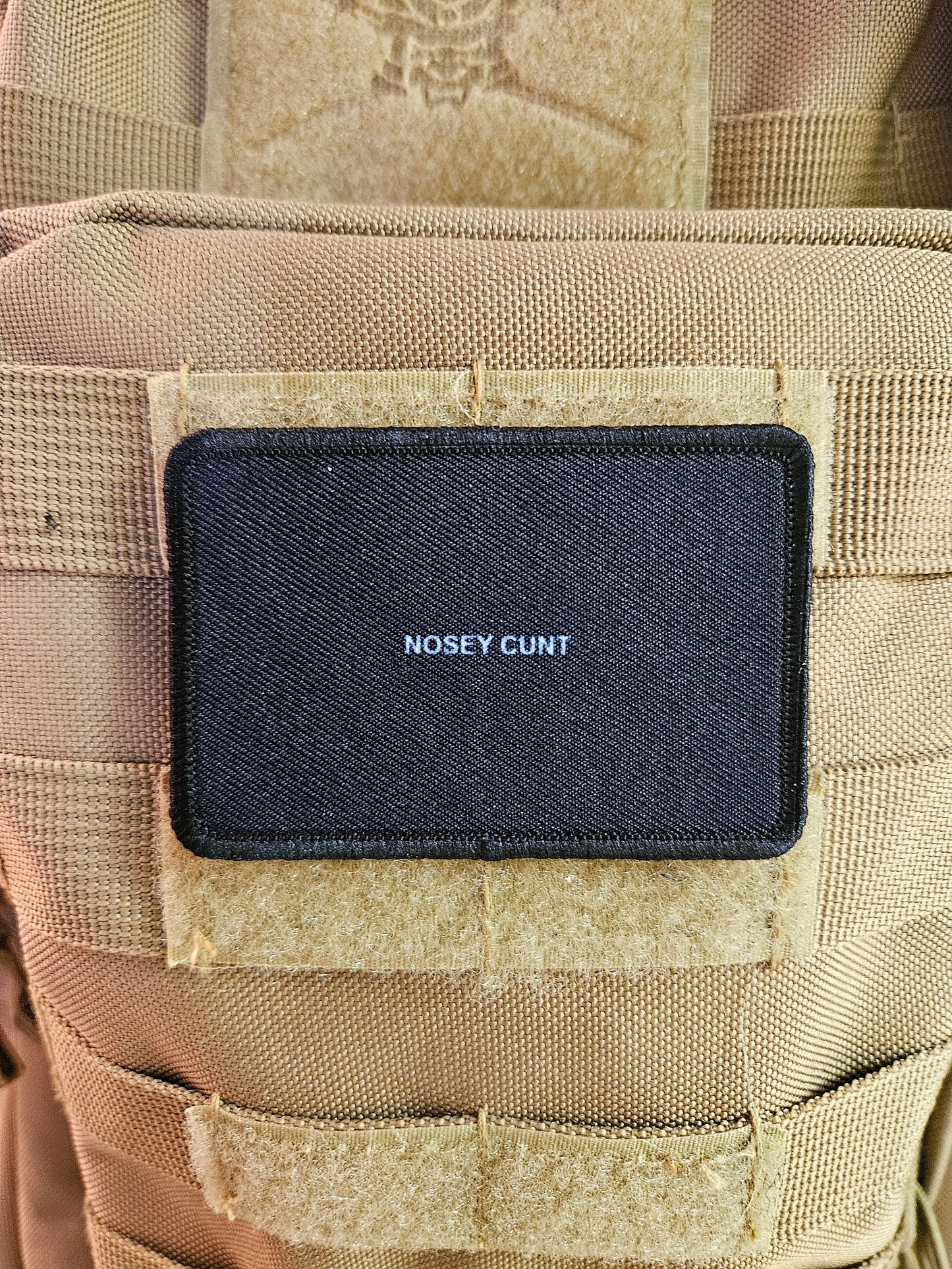 Nosey cunt meme 2"x3" morale patch with hook and loop backing