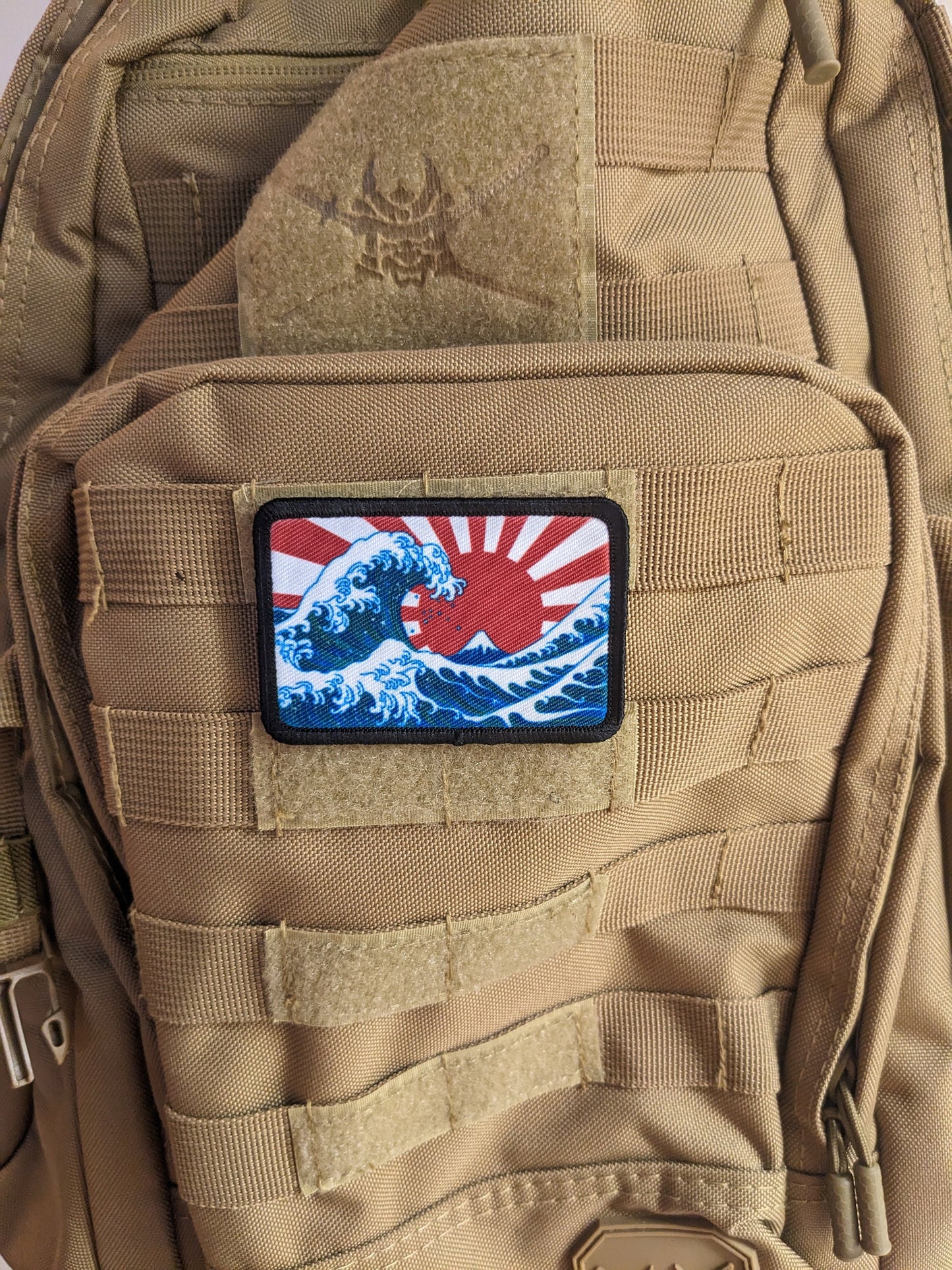 The Great Wave off Kanagawa Japanese 19th century art 2"x3" morale patch with hook and loop backing