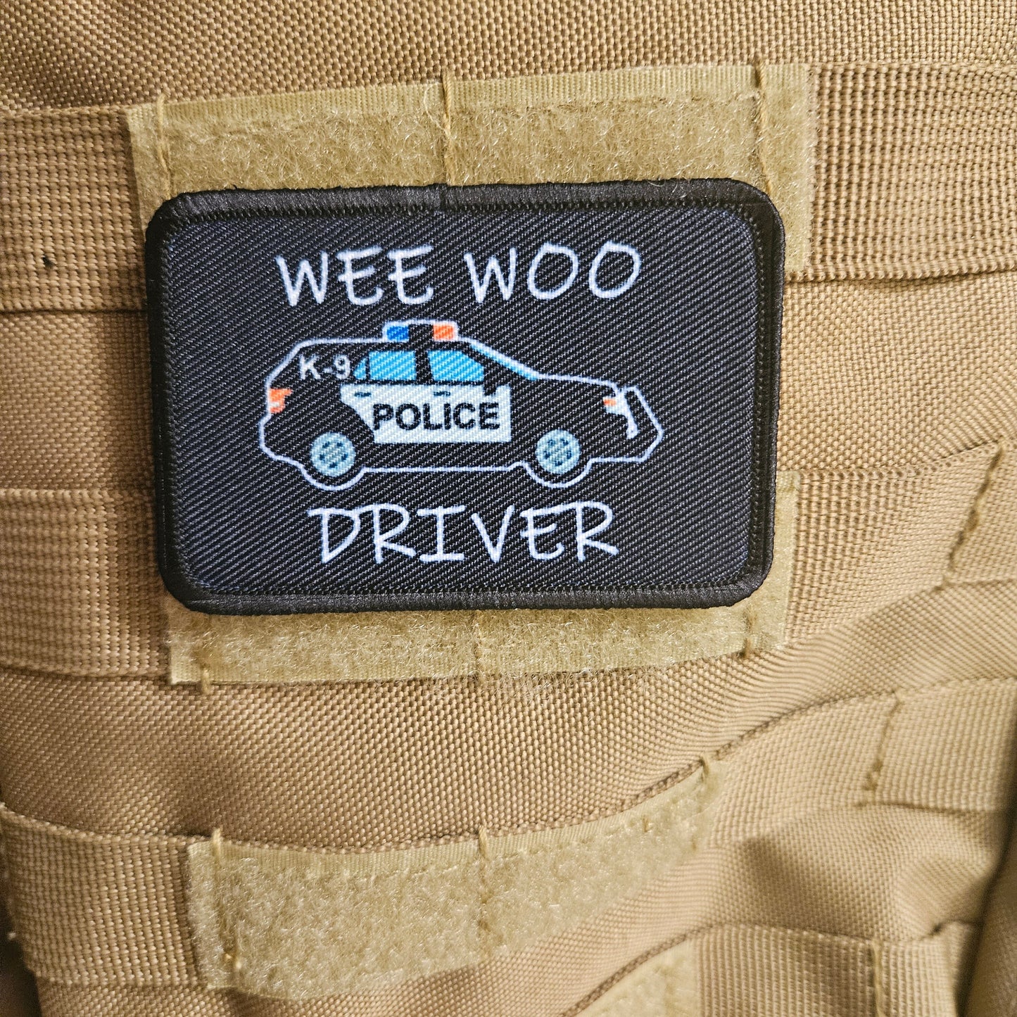Wee woo driver k9 officer SUV funny 2"x3" removable morale patch with hook and loop backing