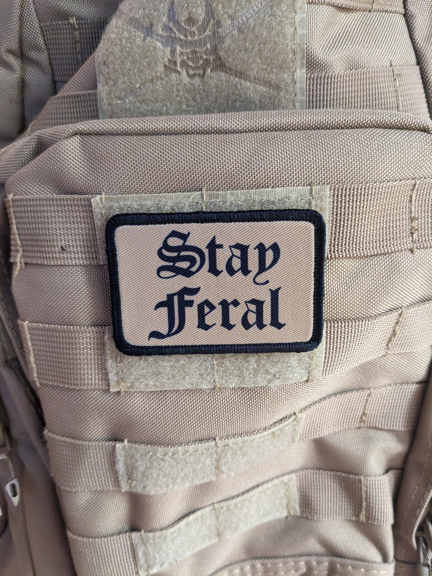 Feral girls and boys meme 2"x3" morale patch with hook and loop backing