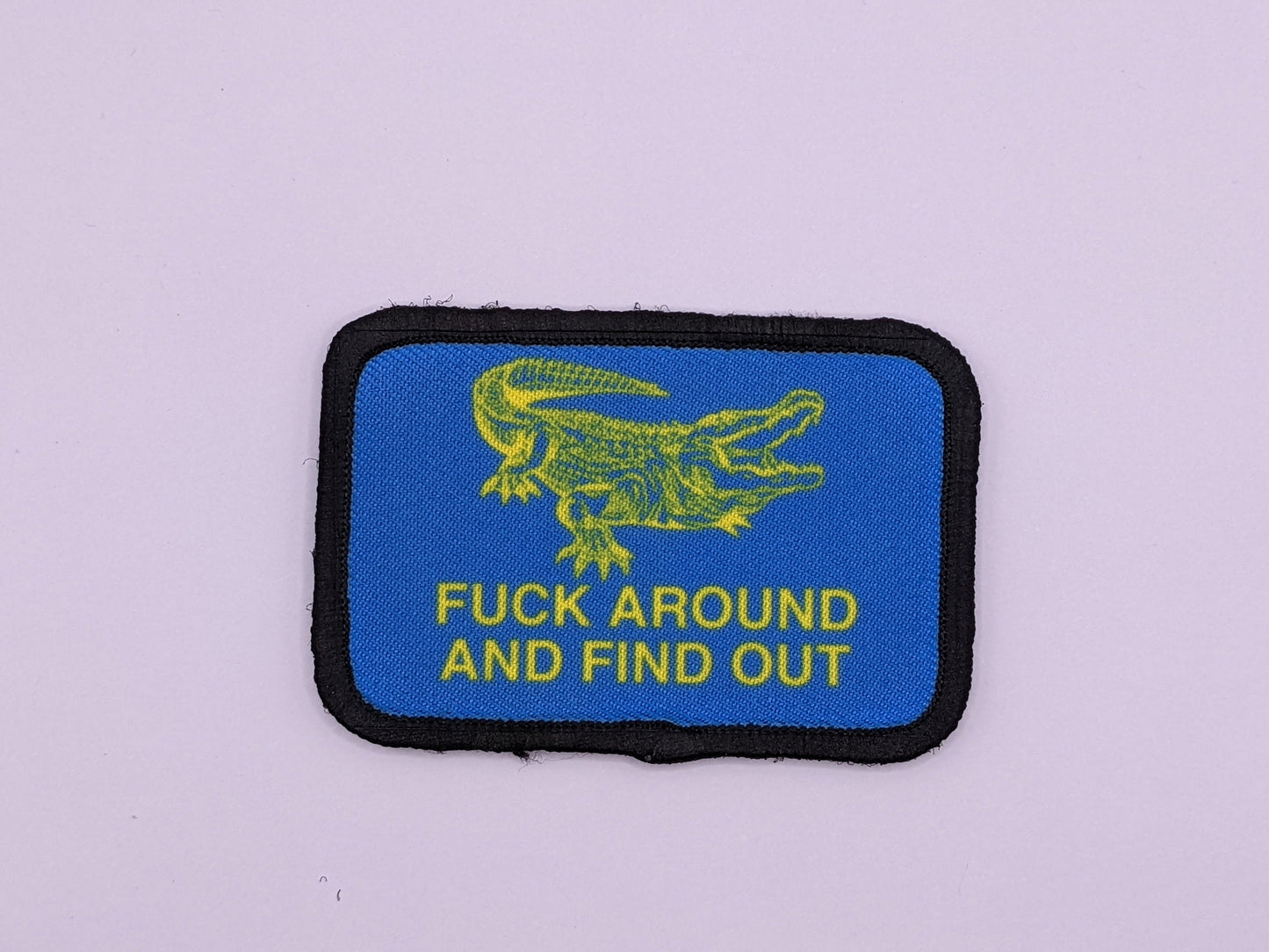 Fuck around and find out Ukraine colors  2"x3"  removable morale patch with hook and loop backing