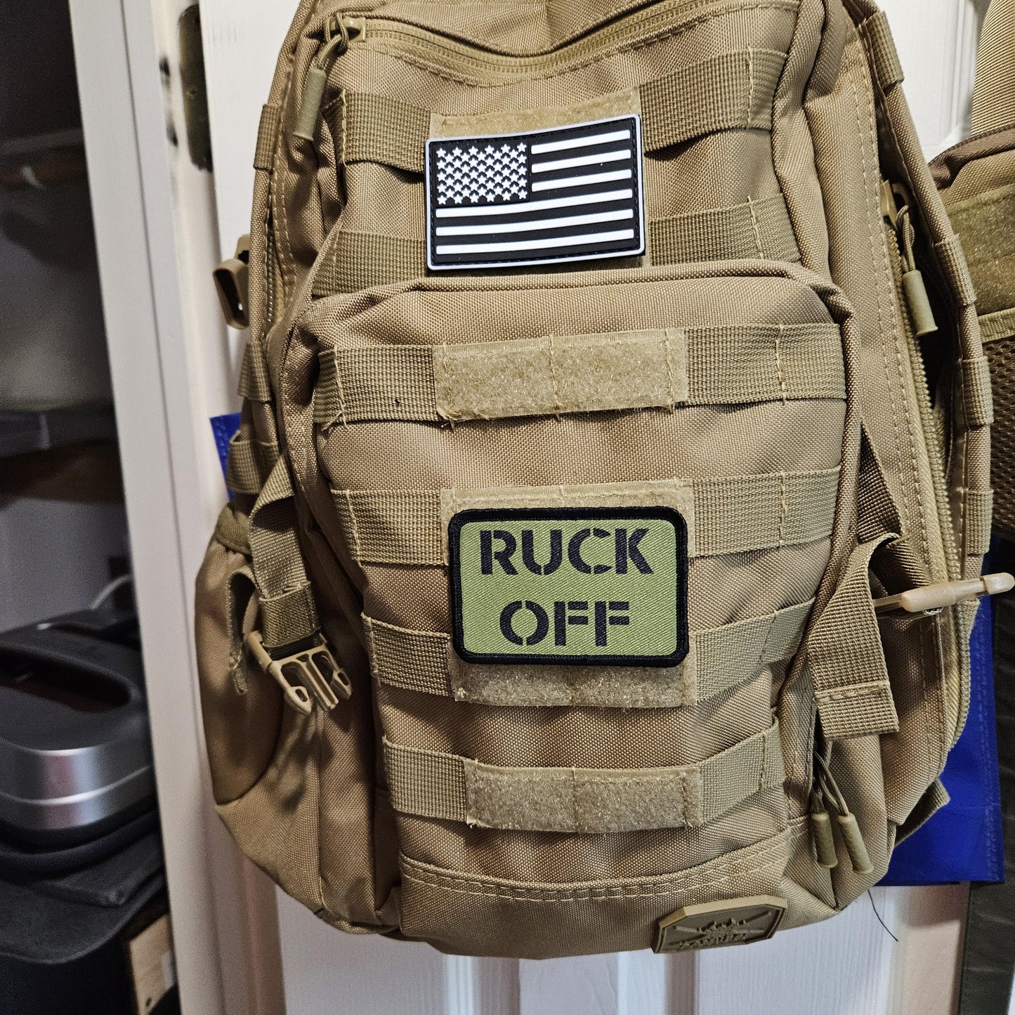 Ruck off rucksack joke removable patch 2"x3" morale patch with hook and loop backing green