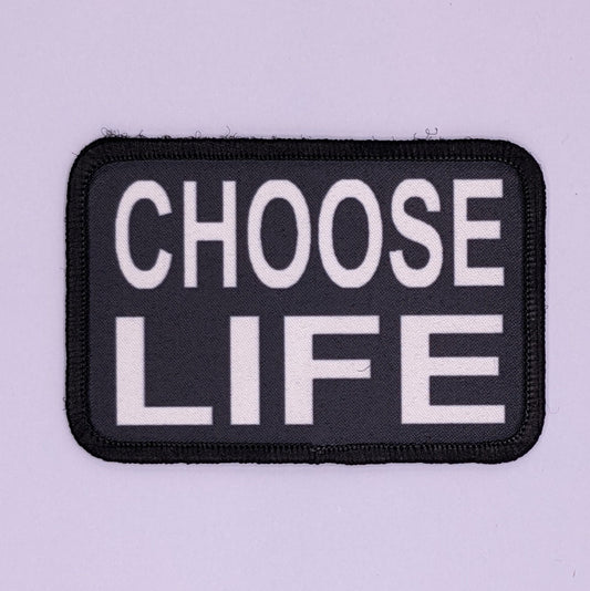 CHOOSE LIFE Pro-Life anti-abortion bW 2"x3" morale patch with hook and loop for hat