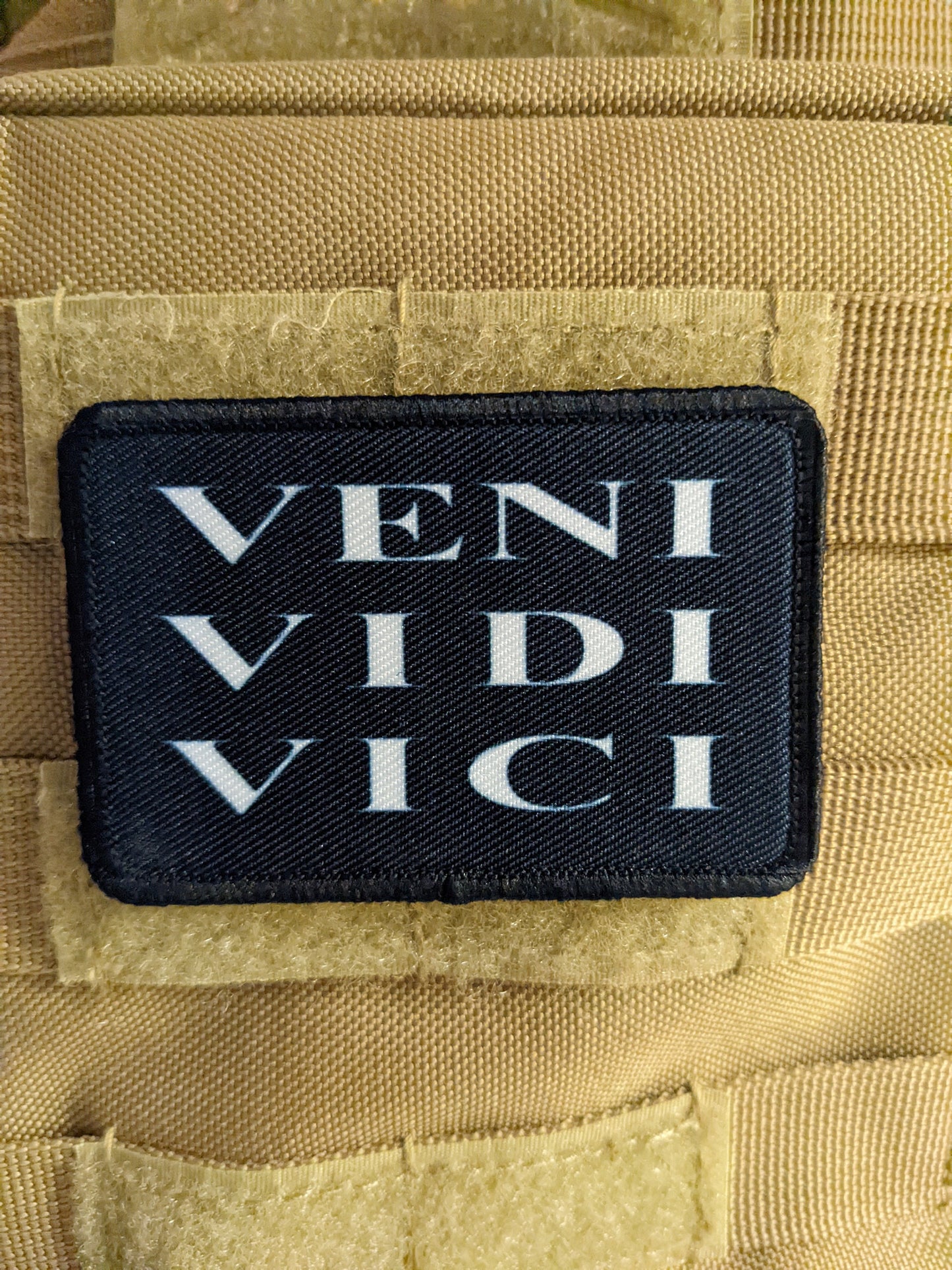 Veni Vidi Vici I came I saw I conquered Julius Caesar edc  2"x3" morale patch with hook and loop backing military joke meme