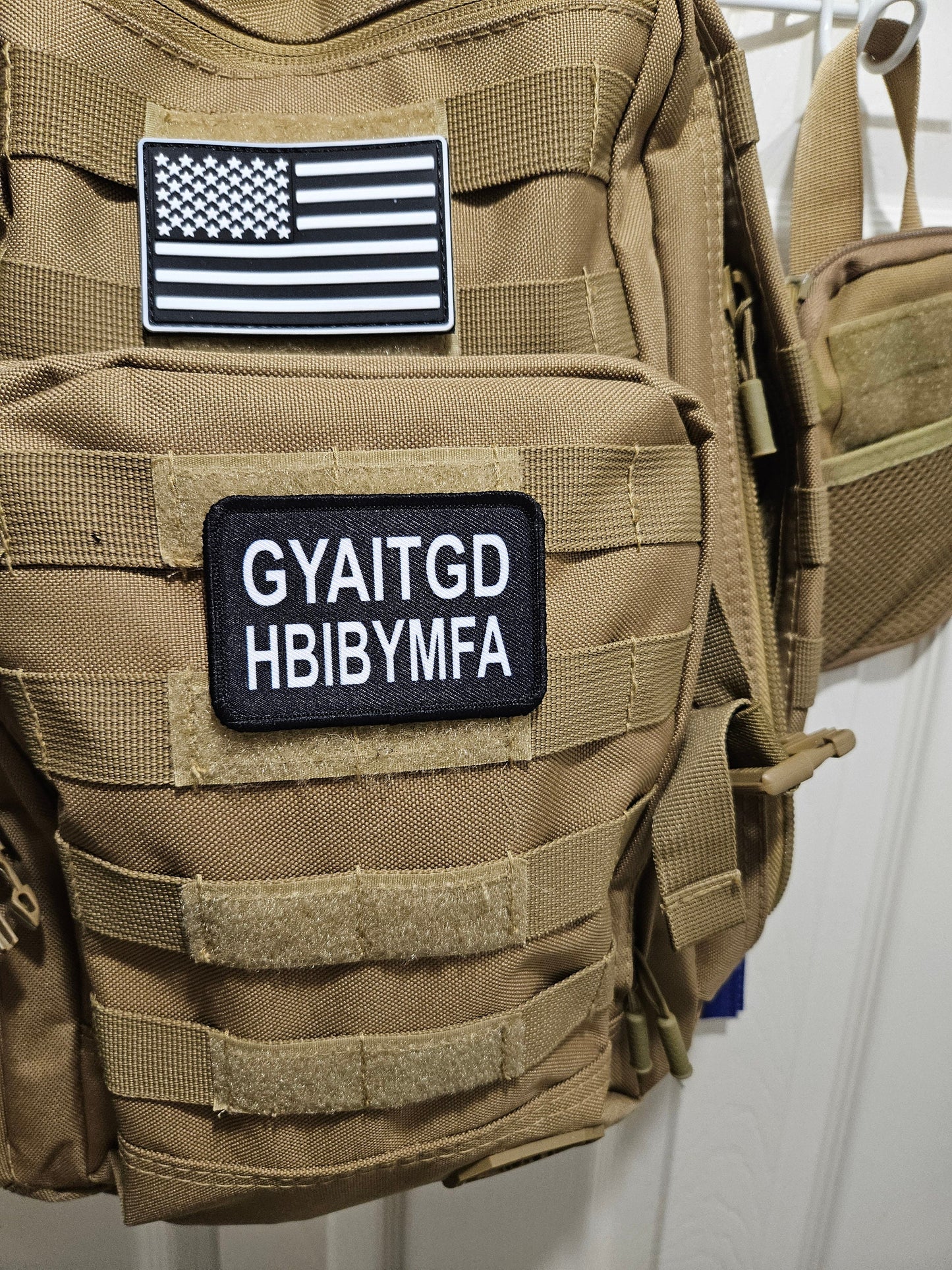 GYAITGDHBIBYMFA meme 2"x3" removable morale patch with hook and loop backing