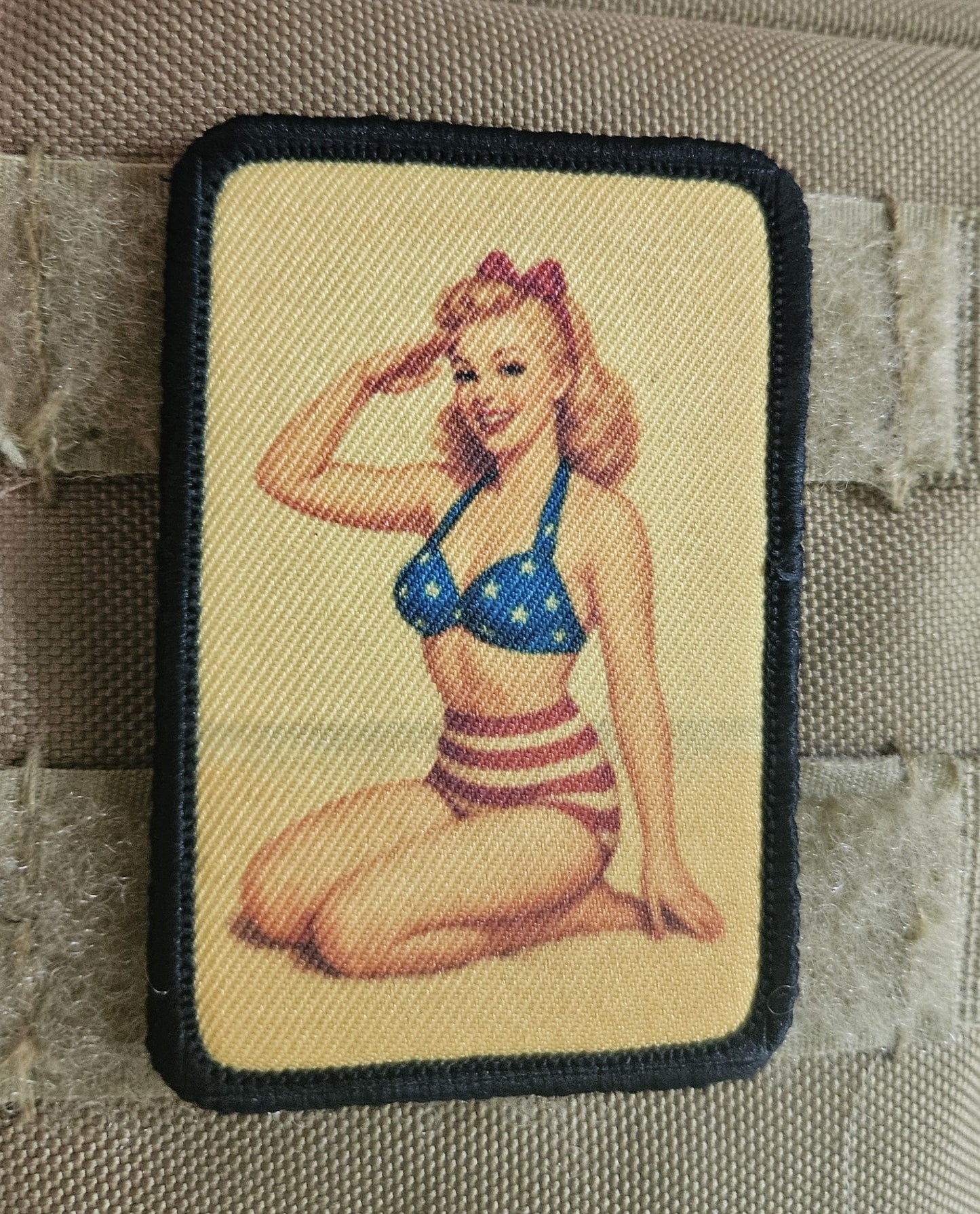 World War 2 wwii blonde pinup girl 2"x3" removable morale patch with hook and loop backing (Copy)