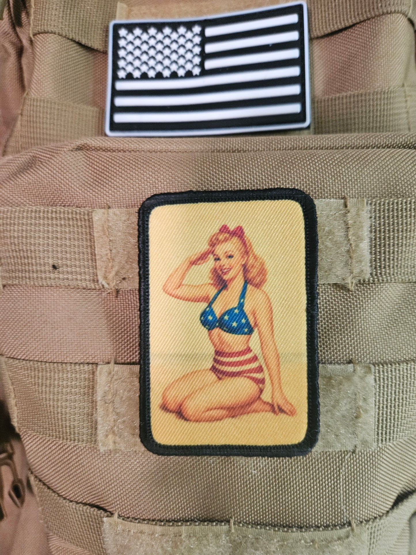 World War 2 wwii blonde pinup girl 2"x3" removable morale patch with hook and loop backing (Copy)