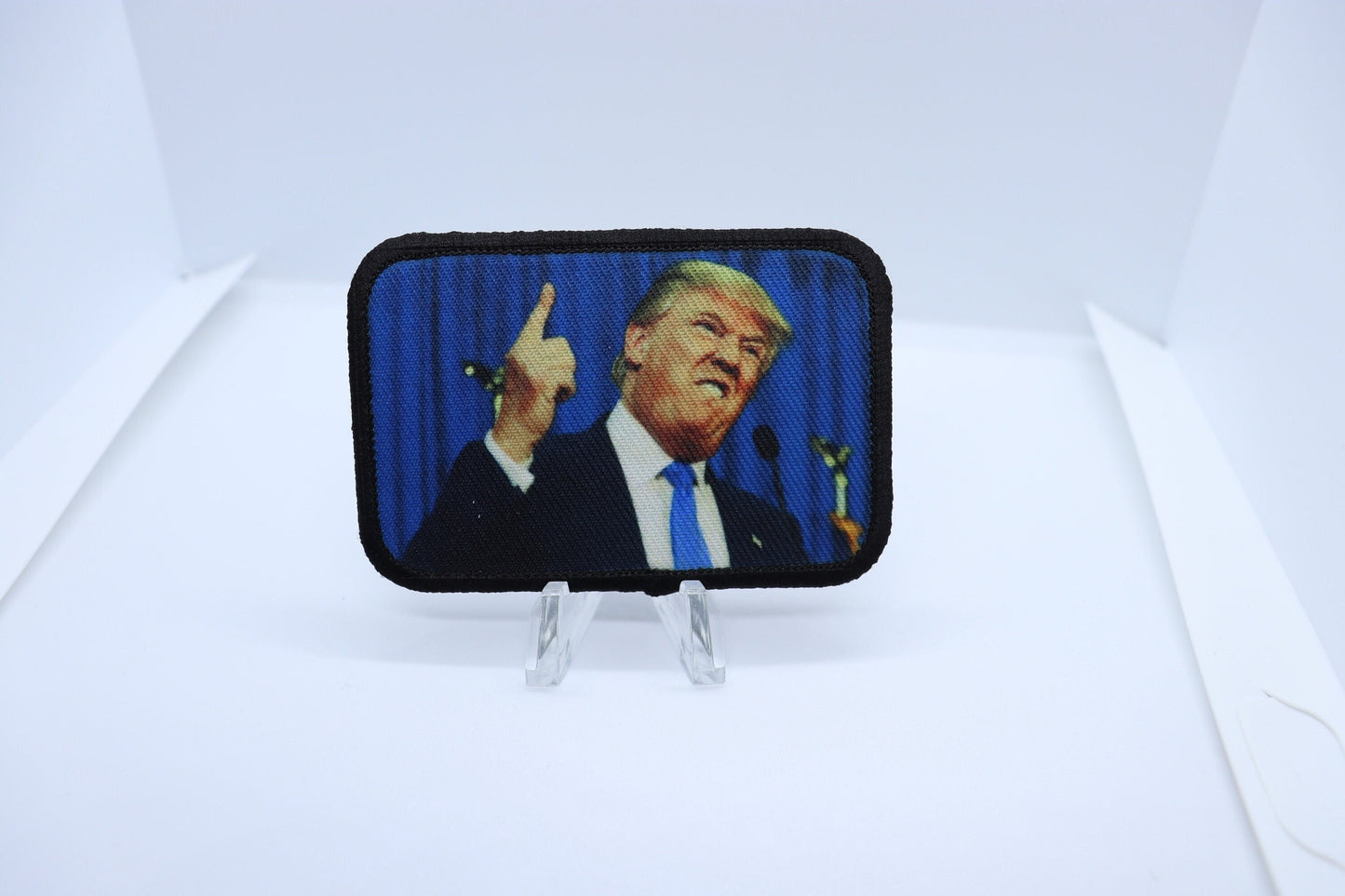 Angry donald  meme funny 2"x3" removable morale patch with hook and loop backing
