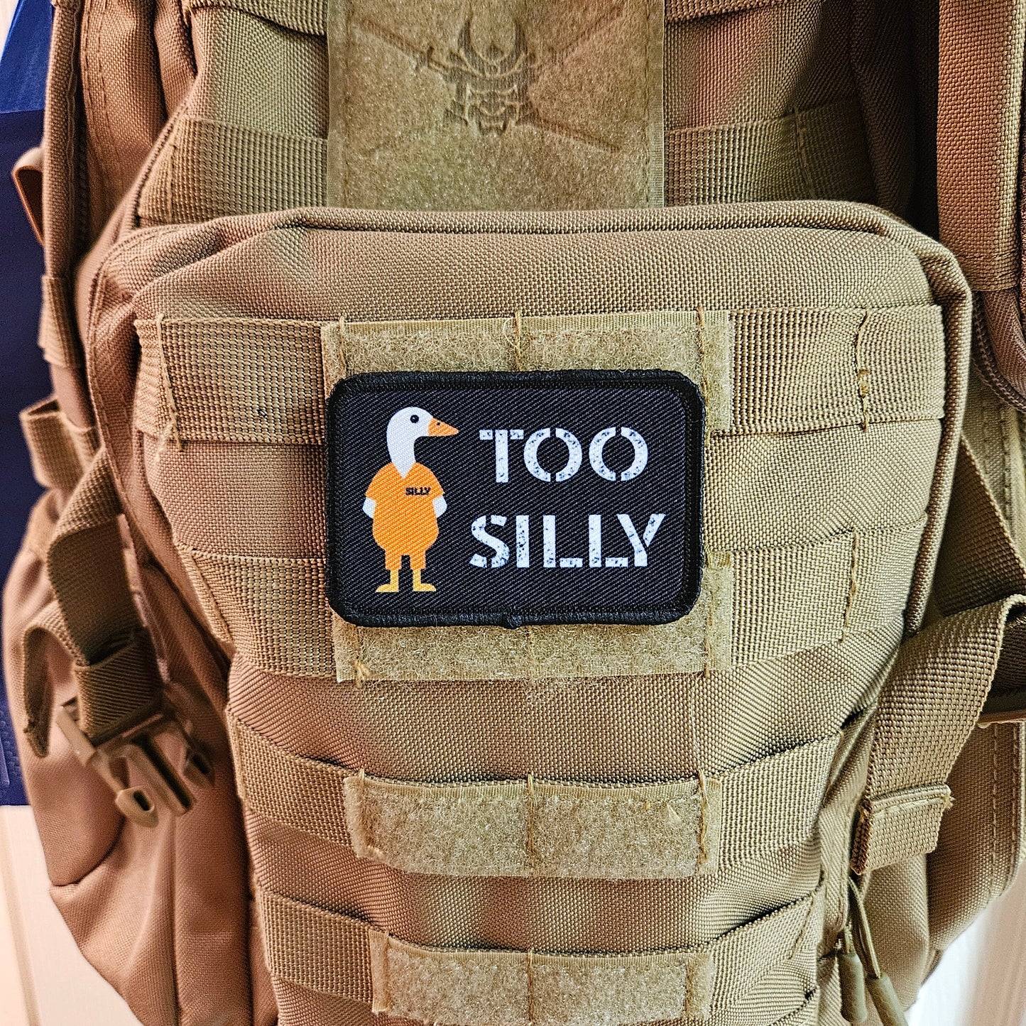 Silly goose was too silly prison meme funny  2"x3" morale patch with hook and loop backing