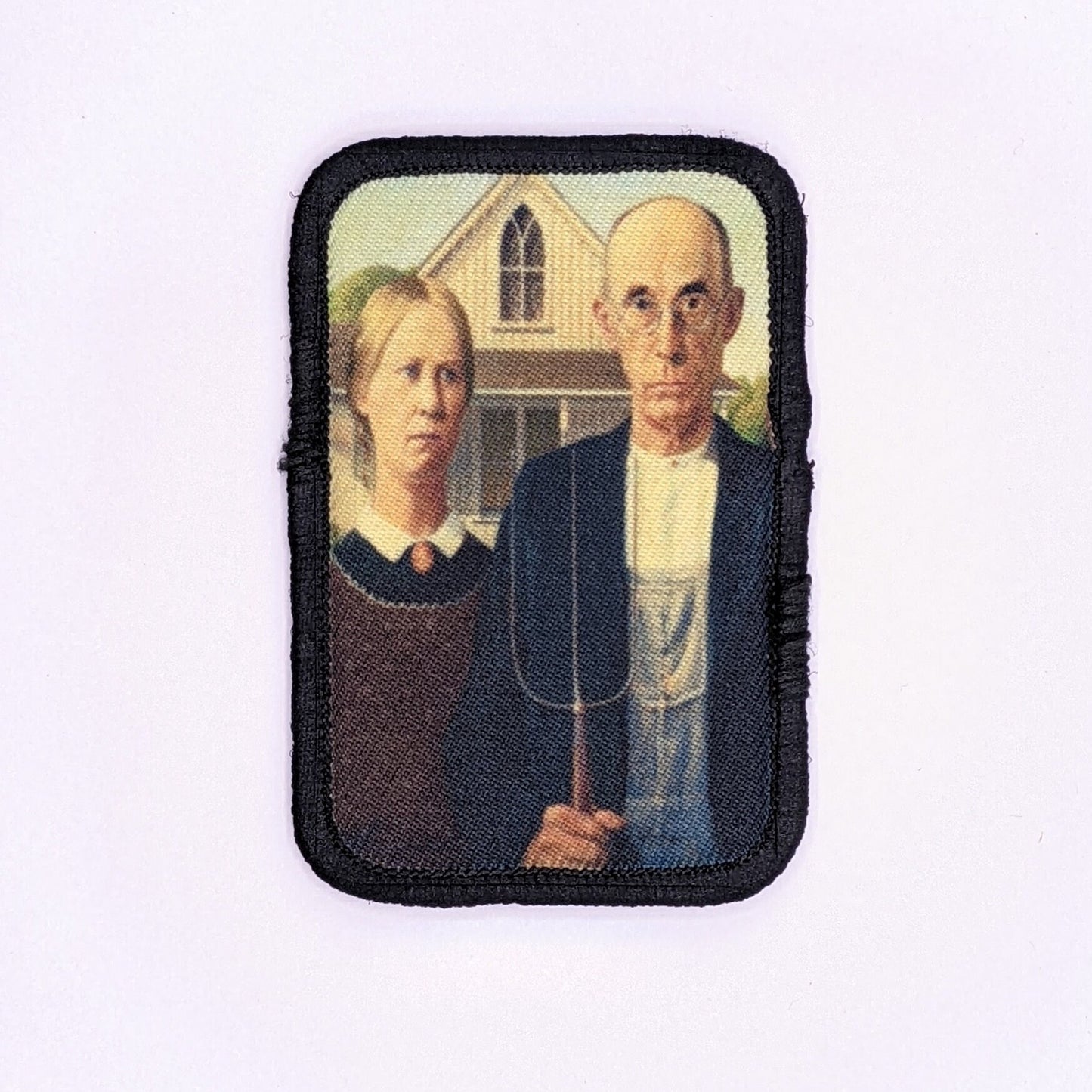 American Gothic classic art 2"x3"  removable morale patch with hook and loop backing