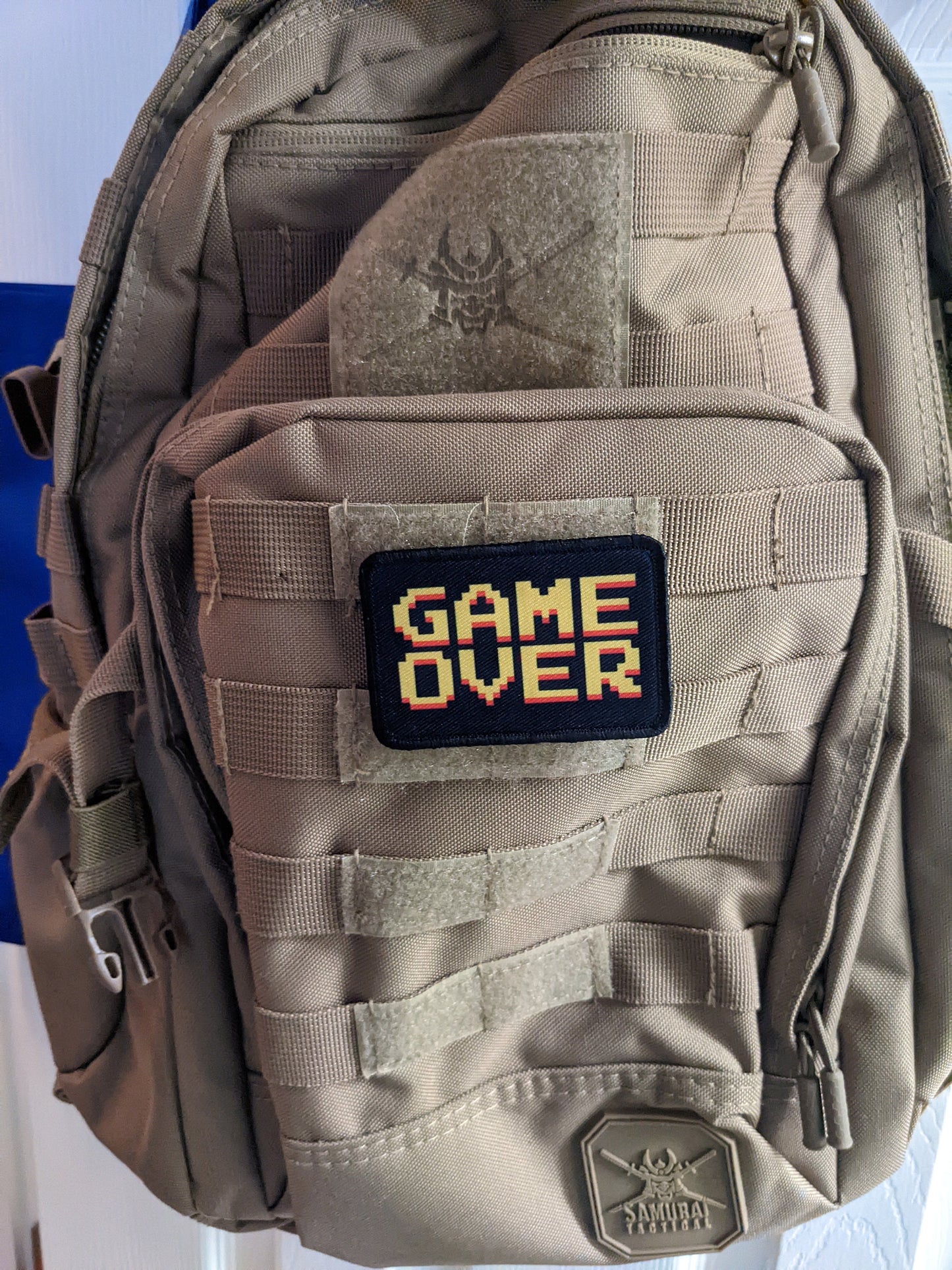 Game over 8 bit funny gaming  2"x3" removable morale patch with hook and loop backing