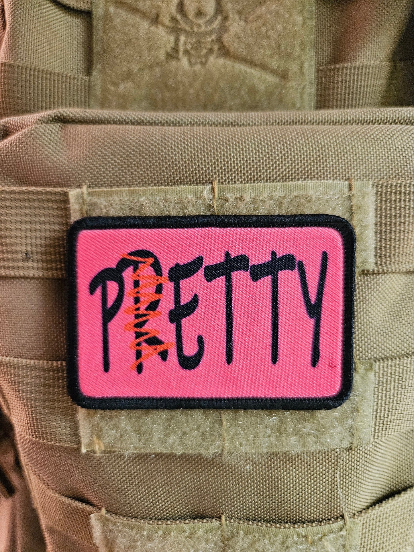 Pretty petty meme 2"x3" removable morale patch with hook and loop backing