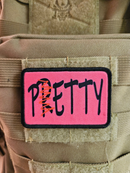Pretty petty meme 2"x3" removable morale patch with hook and loop backing