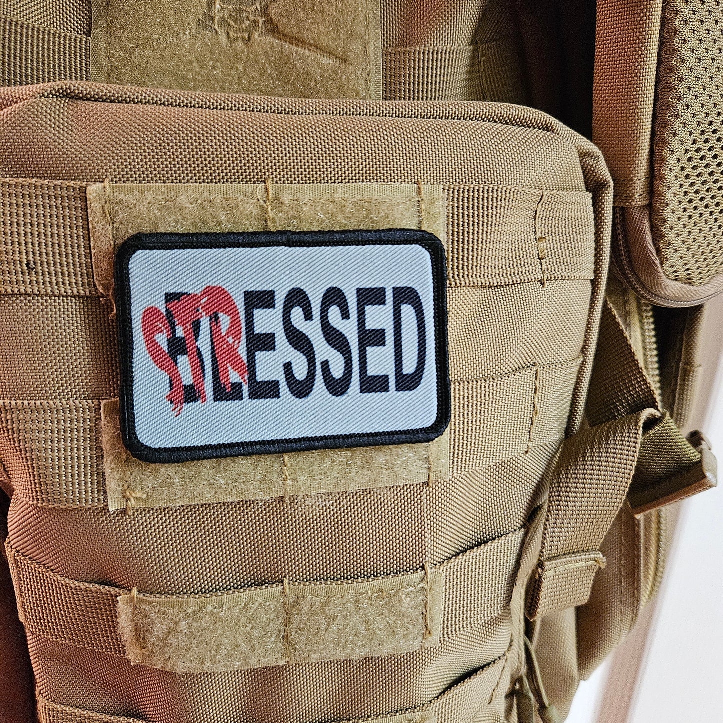 Too stressed to be blessed meme funny  2"x3" morale patch with hook and loop backing