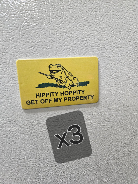 3x hippity hoppity get off my property Gadsden flag parody fridge magnet  2x3.5" dimensions