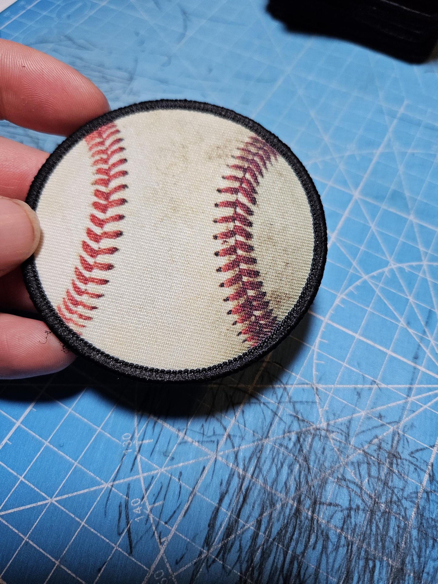 Baseball sports 3" circle morale patch with hook and loop backing