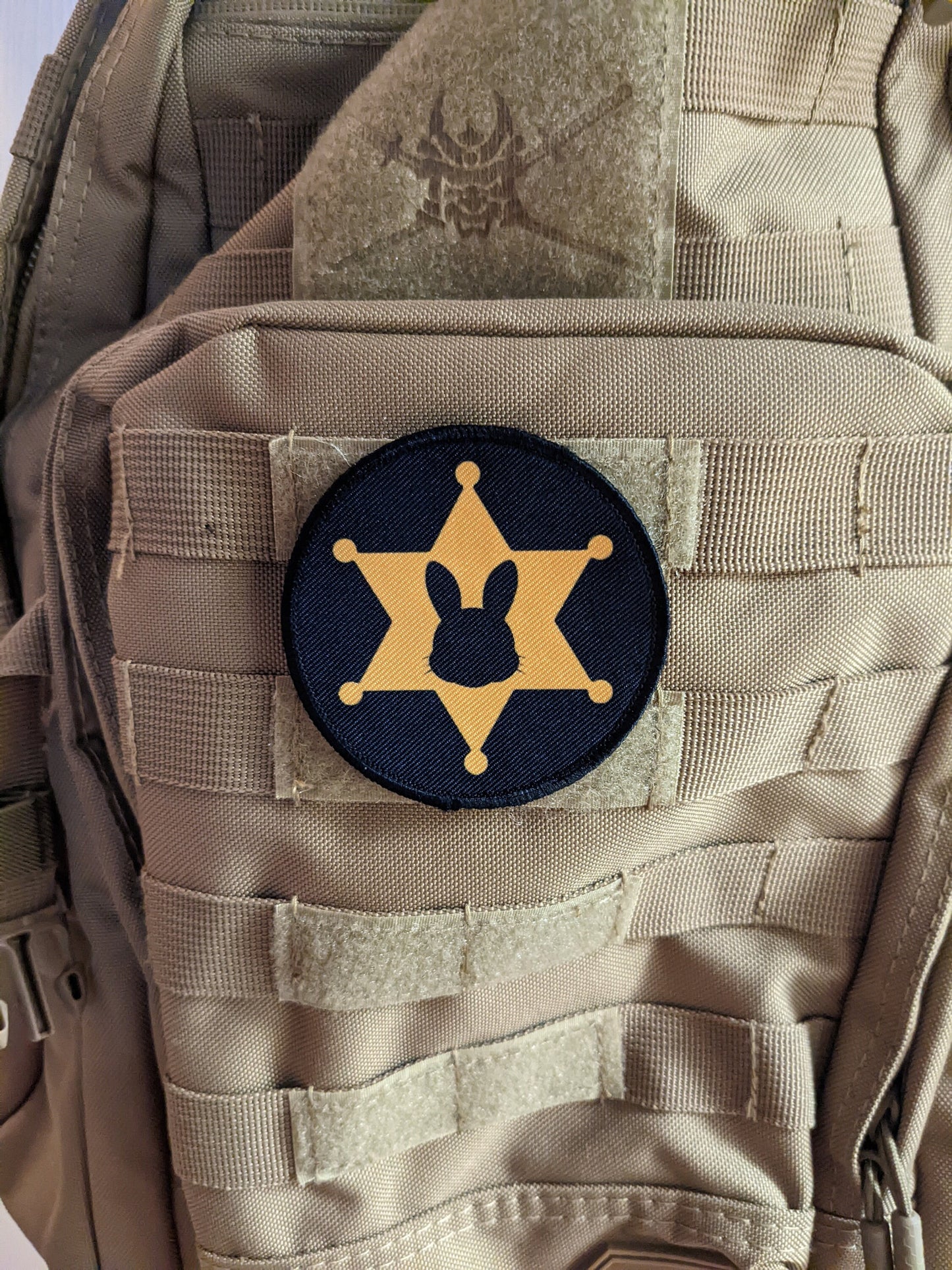 Badge bunny police wife girlfriend type 1 3" circle morale patch with hook and loop backing