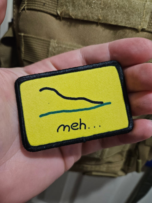 Meh bad drawing Gadsden flag meme  2"x3" removable morale patch with hook and loop backing